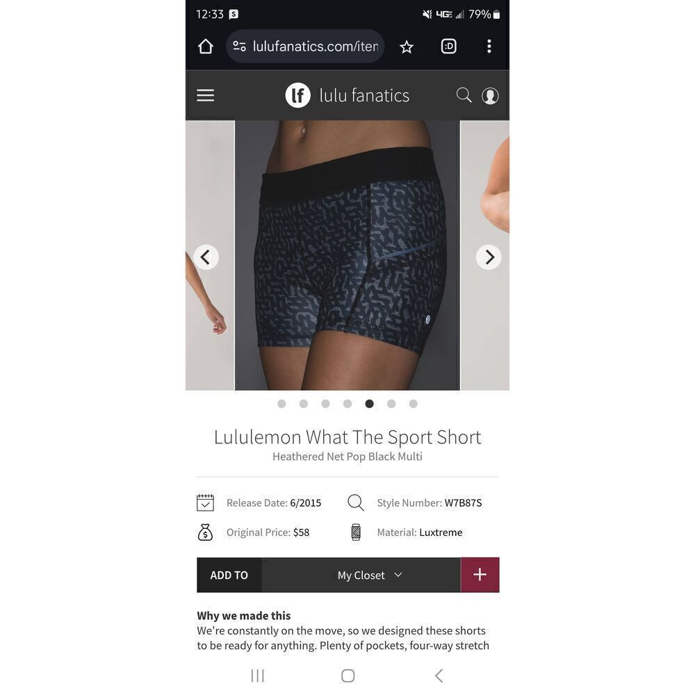 Lululemon Size 6 What the Sport Shorts - Picture 3 of 4